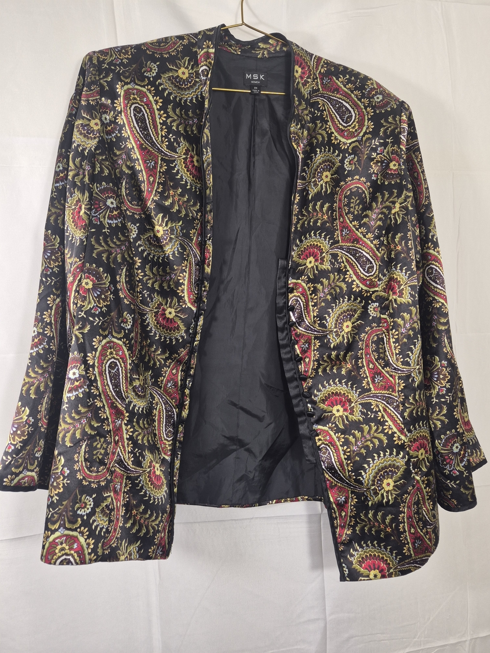 MSK Black Paisley Open-Front Jacket